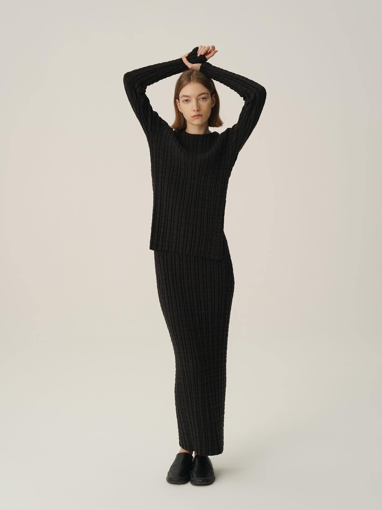 COSYCOZY Waffle Wool Side Slit Top