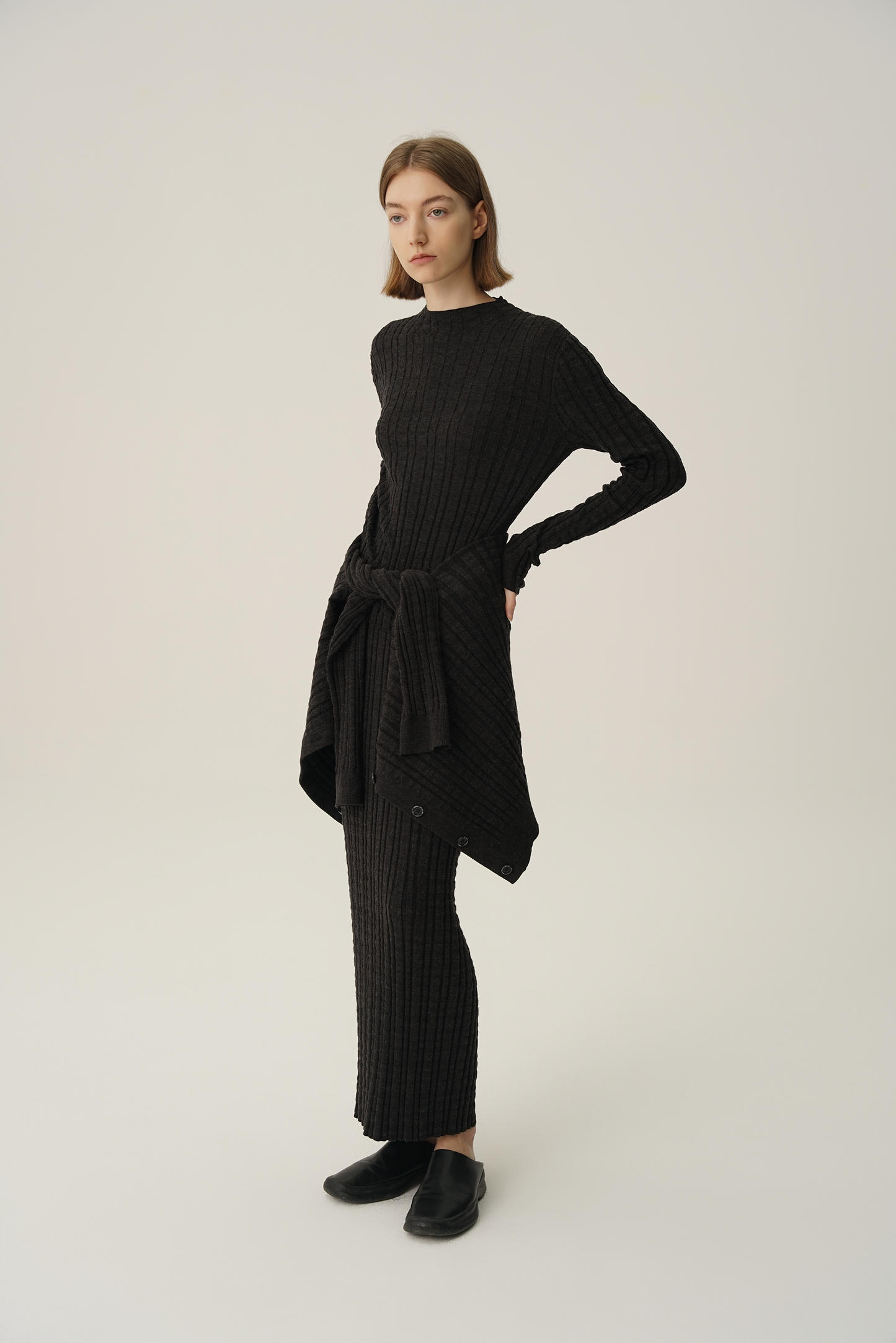 COSYCOZY Waffle Half Figh Neck Top