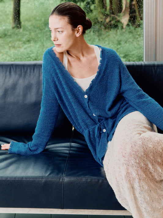 COSYCOZY Alpaca Drawstring Waist Cardigan