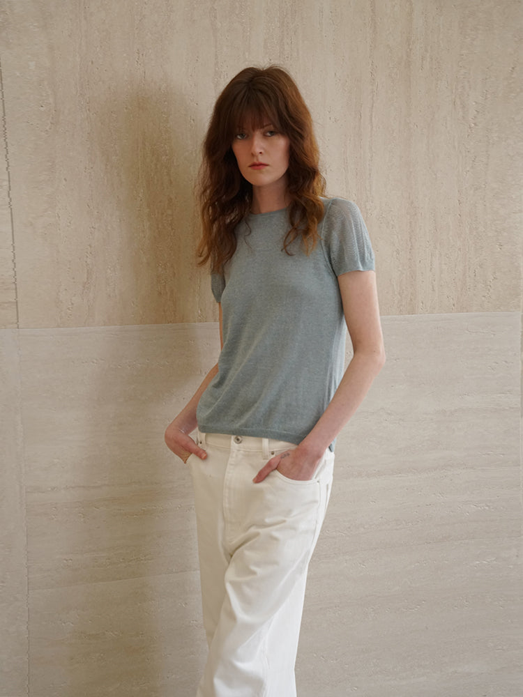 COSYCOZY Acetate Linen Short-sleeve Patch Top