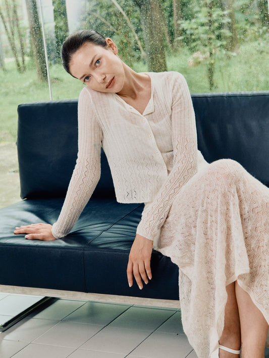COSYCOZY Alpaca Openwork Jacquard Sweater
