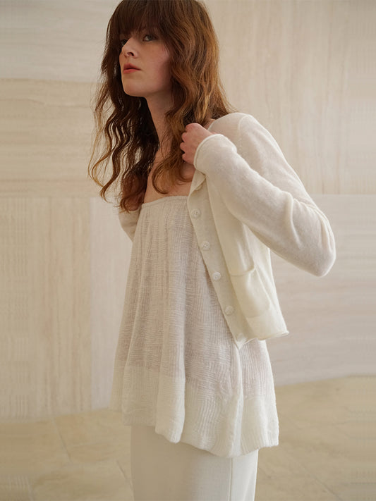 COSYCOZY Alpaca Crochet Edge Knit Cardigan