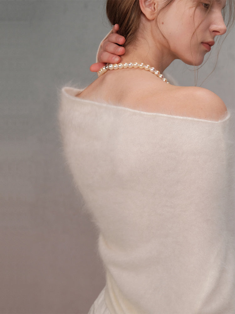 COSYCOZY Brushed Cashmere Off-Shoulder Top