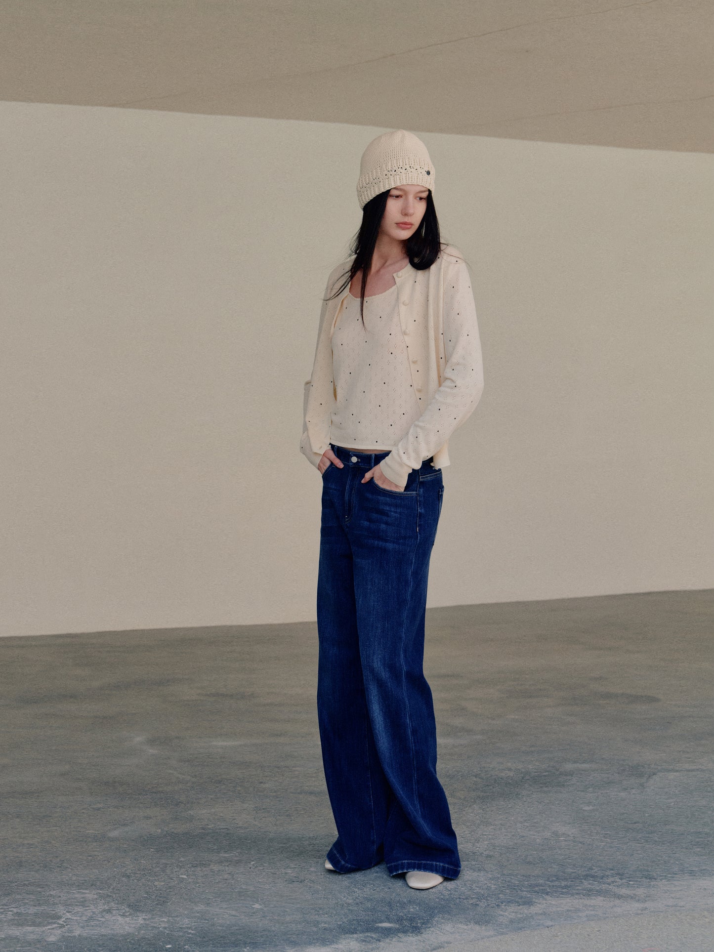 COSYCOZY Tencel Cotton Linen Polka Dot Cardigan