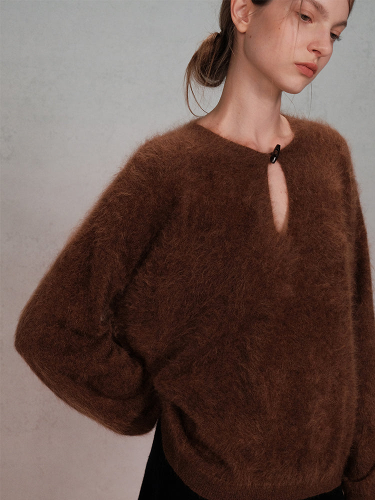 COSYCOZY Horn-button Cashmere Fleece Top