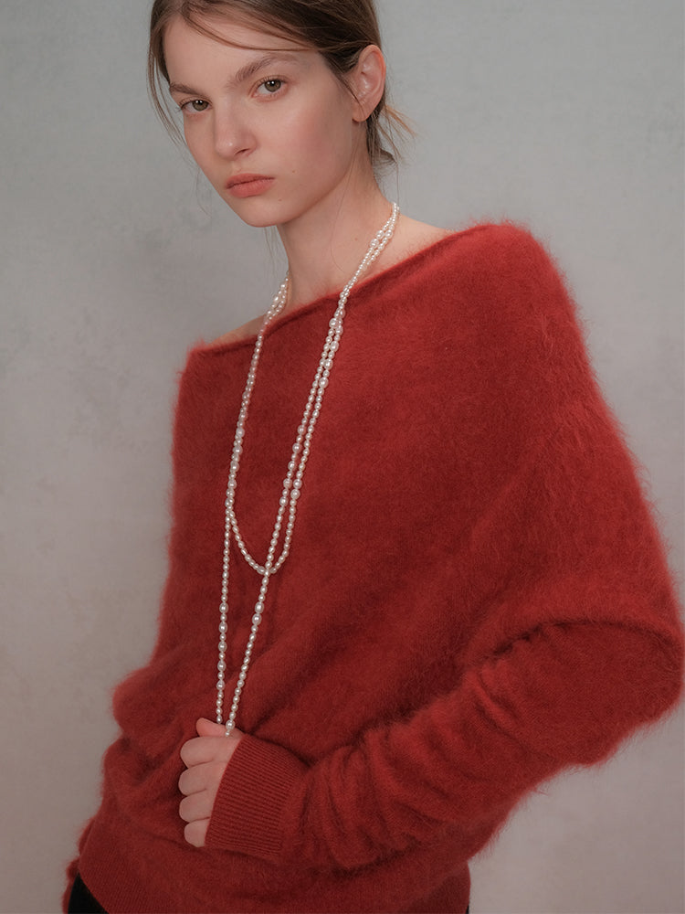 COSYCOZY Brushed Cashmere Off-Shoulder Top