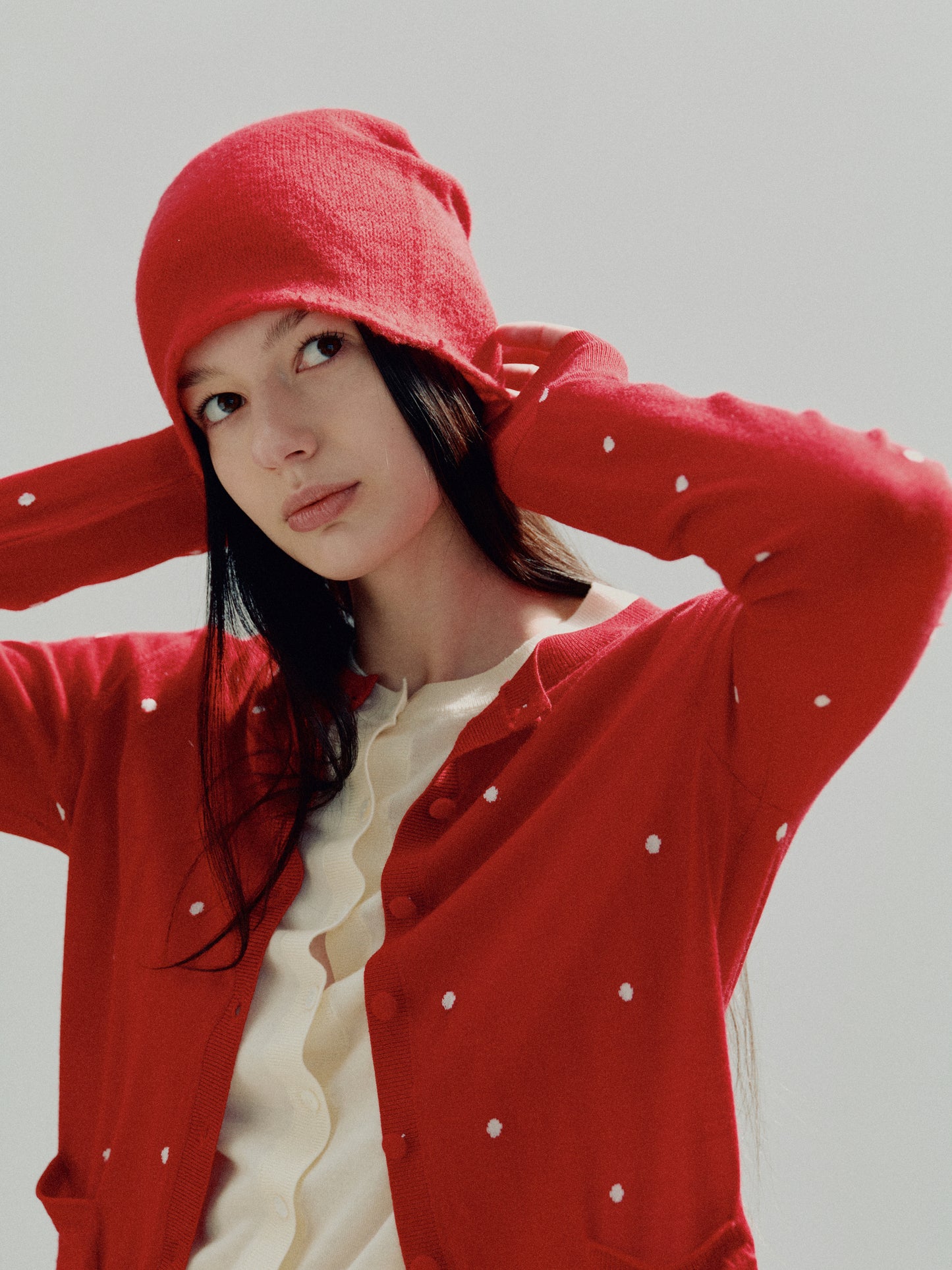 COSYCOZY Wool Polka-Dot Cardigan