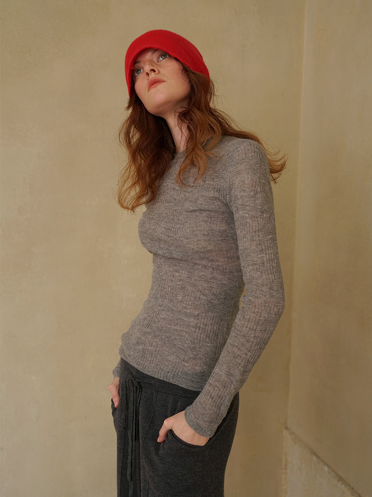 COSYCOZY Alpaca Checkered Knit Top