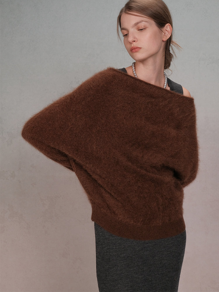 COSYCOZY Brushed Cashmere Off-Shoulder Top