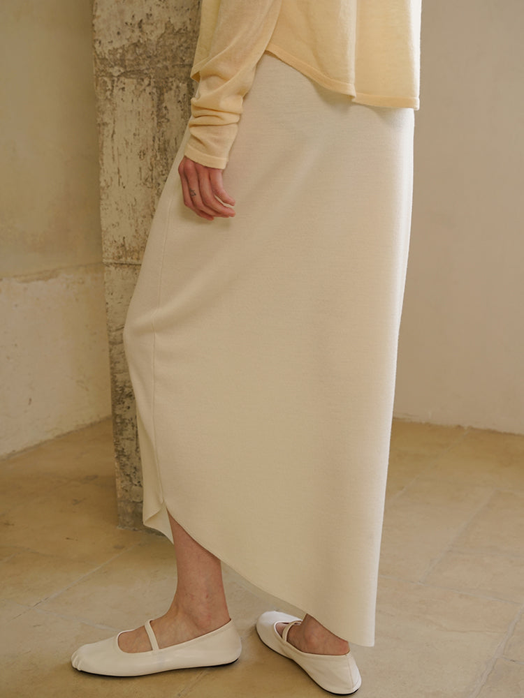 COSYCOZY Skew Wool Half Skirt
