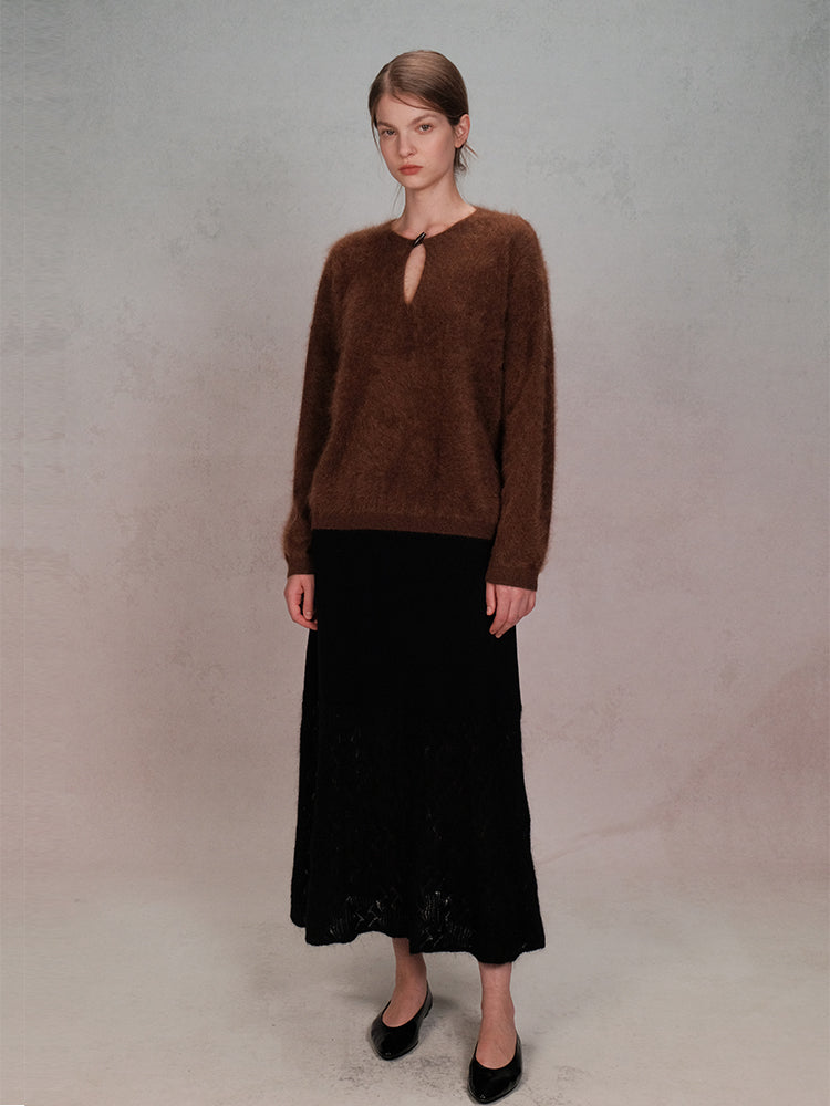COSYCOZY Horn-button Cashmere Fleece Top