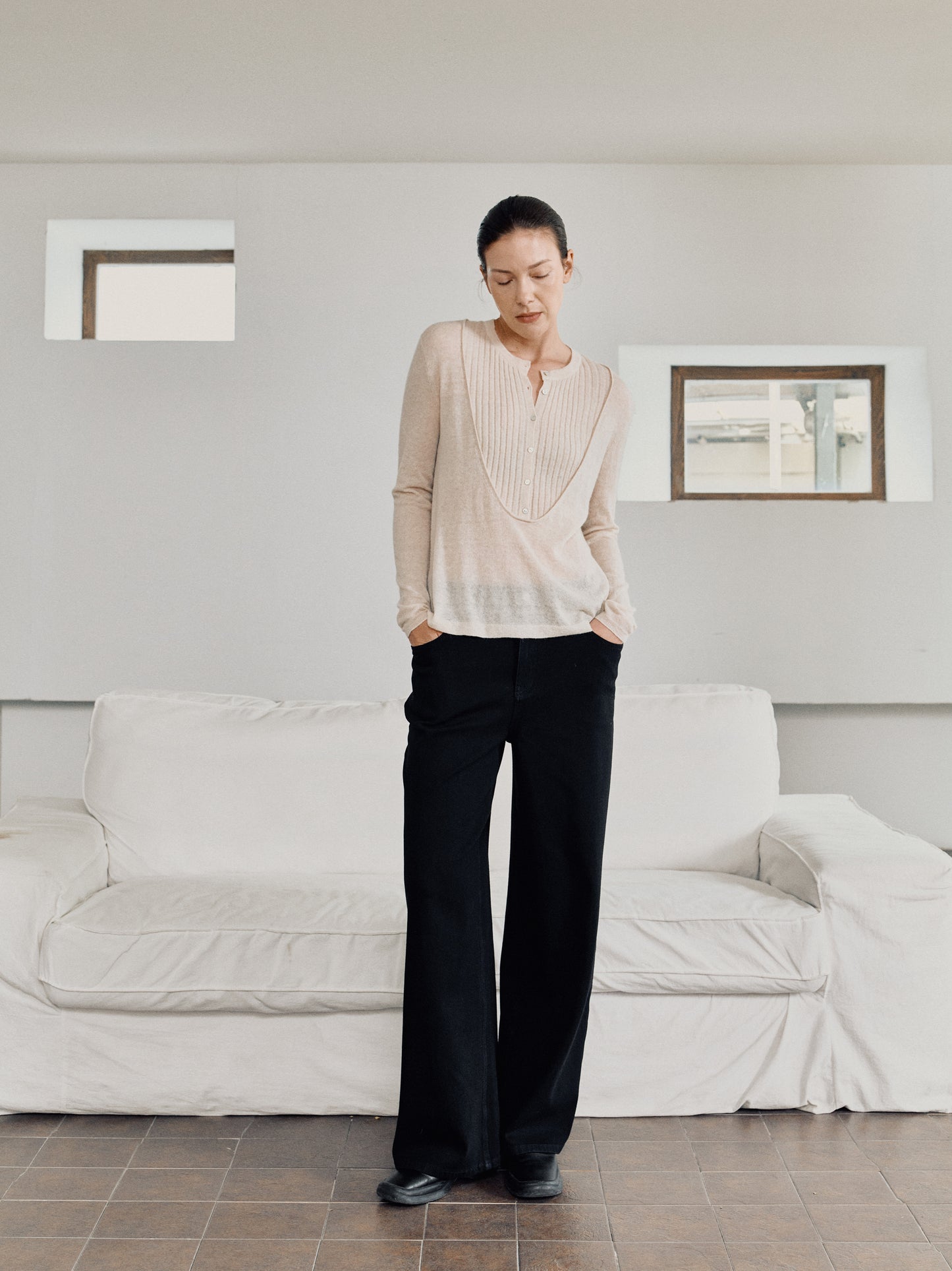 COSYCOZY Cotton-touch High-rise Straight Pants