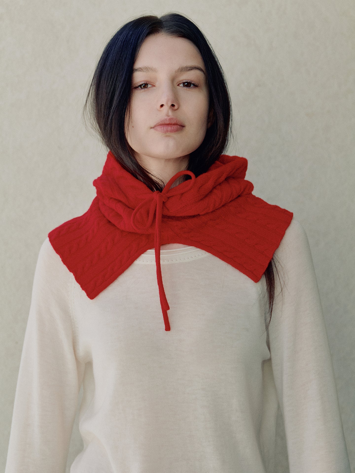 COSYCOZY Cable-knit Drawcord Snood Hood