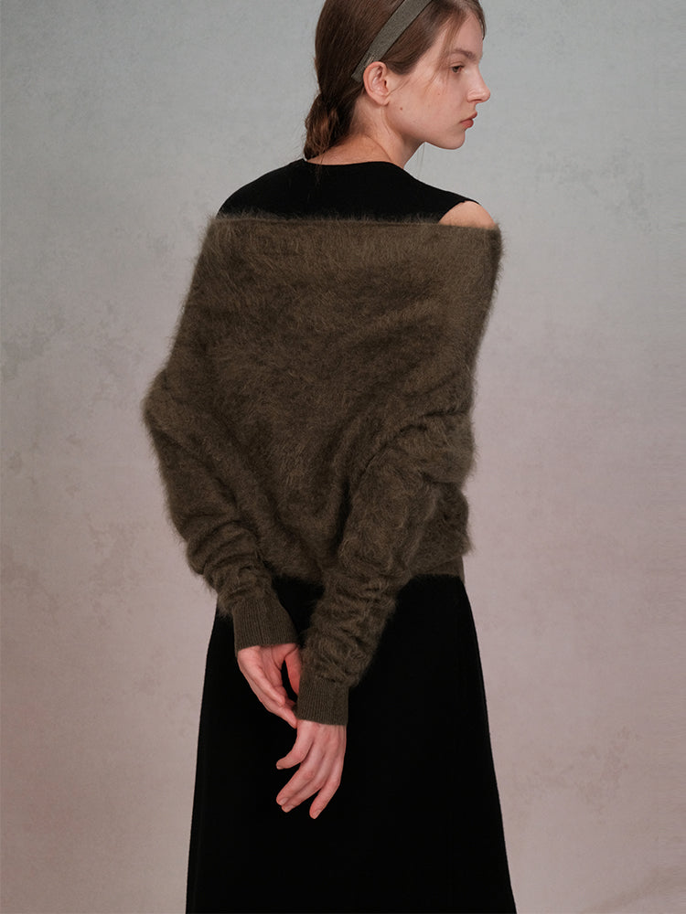 COSYCOZY Brushed Cashmere Off-Shoulder Top