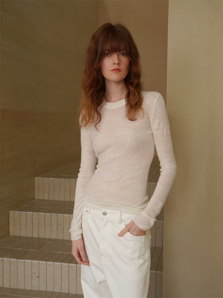 COSYCOZY Alpaca Checkered Knit Top