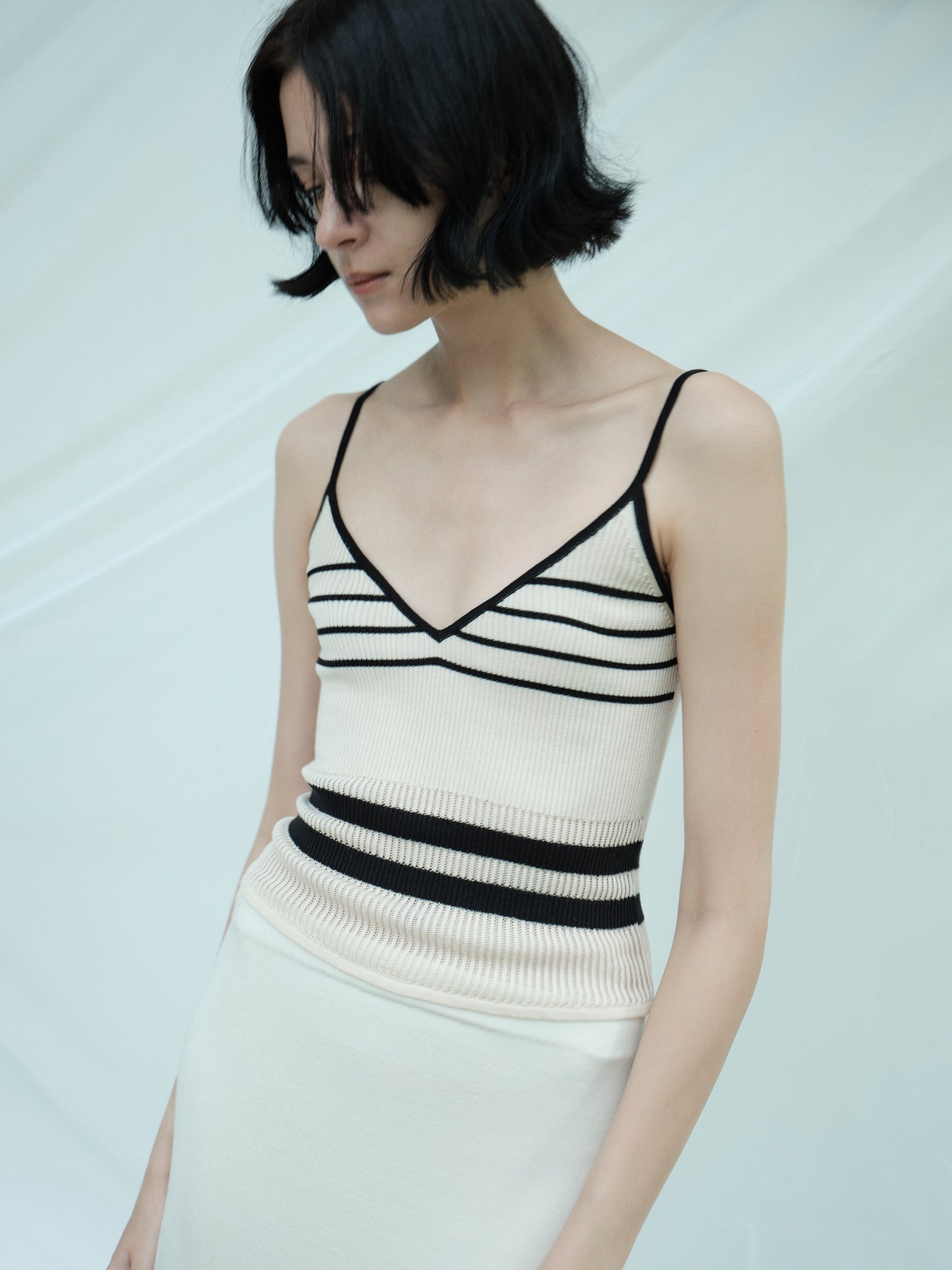 COSYCOZY Tencel Blend Knitted Striped Cami Top