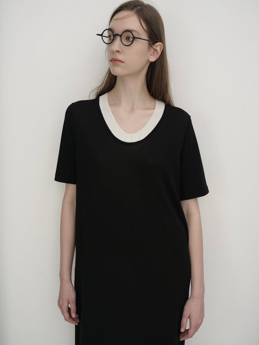 COSYCOZY Contrast- collar Knit Dress