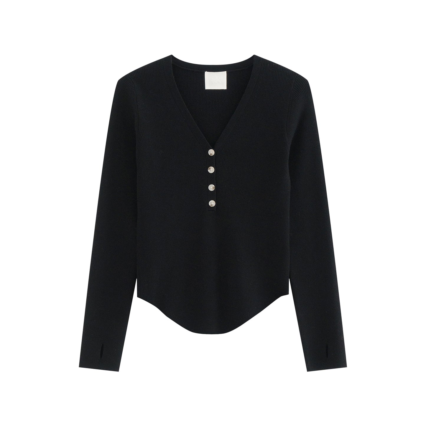 COSYCOZY Machine Washable Wool Knit V-neck Top