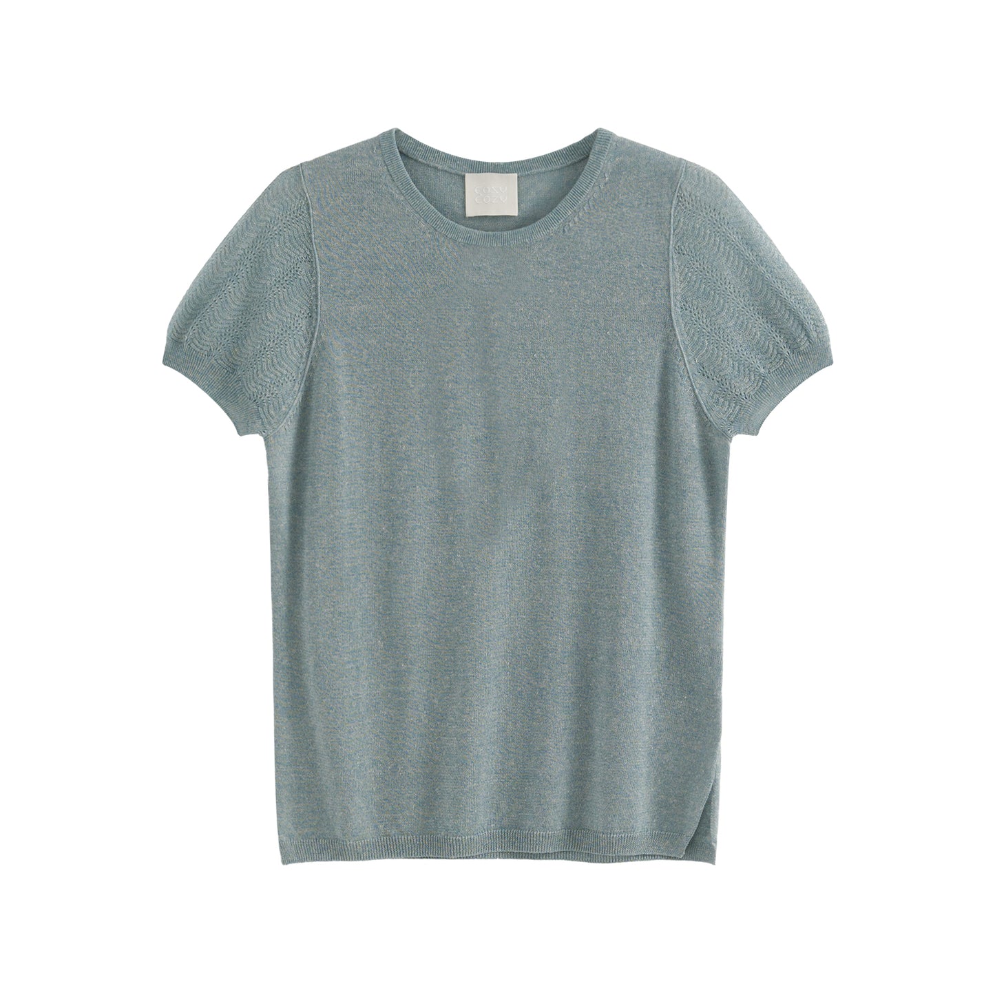 COSYCOZY Acetate Linen Short-sleeve Patch Top