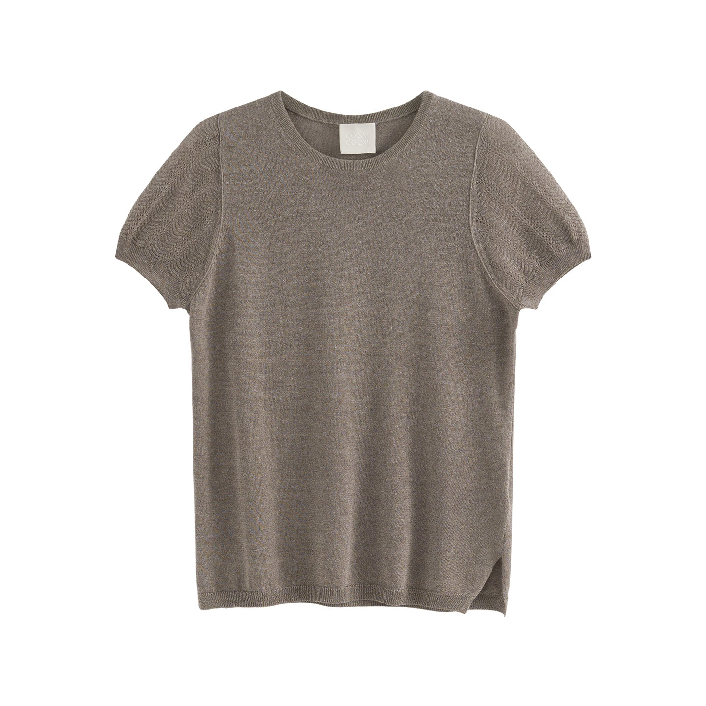 COSYCOZY Acetate Linen Short-sleeve Patch Top