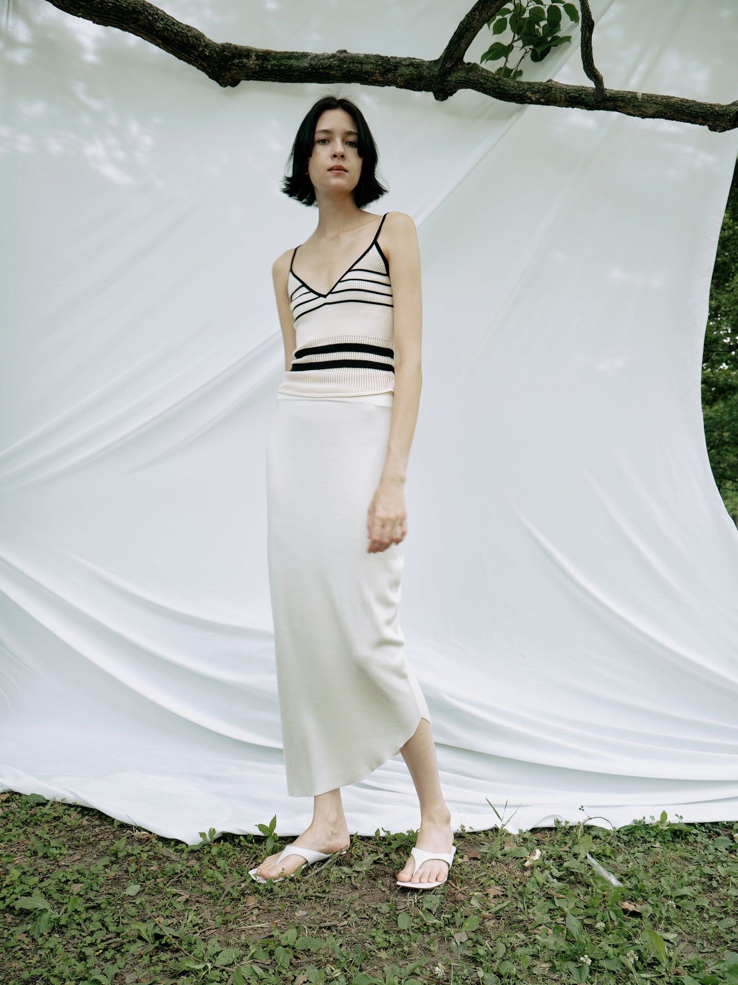 COSYCOZY Tencel Blend Knitted Striped Cami Top