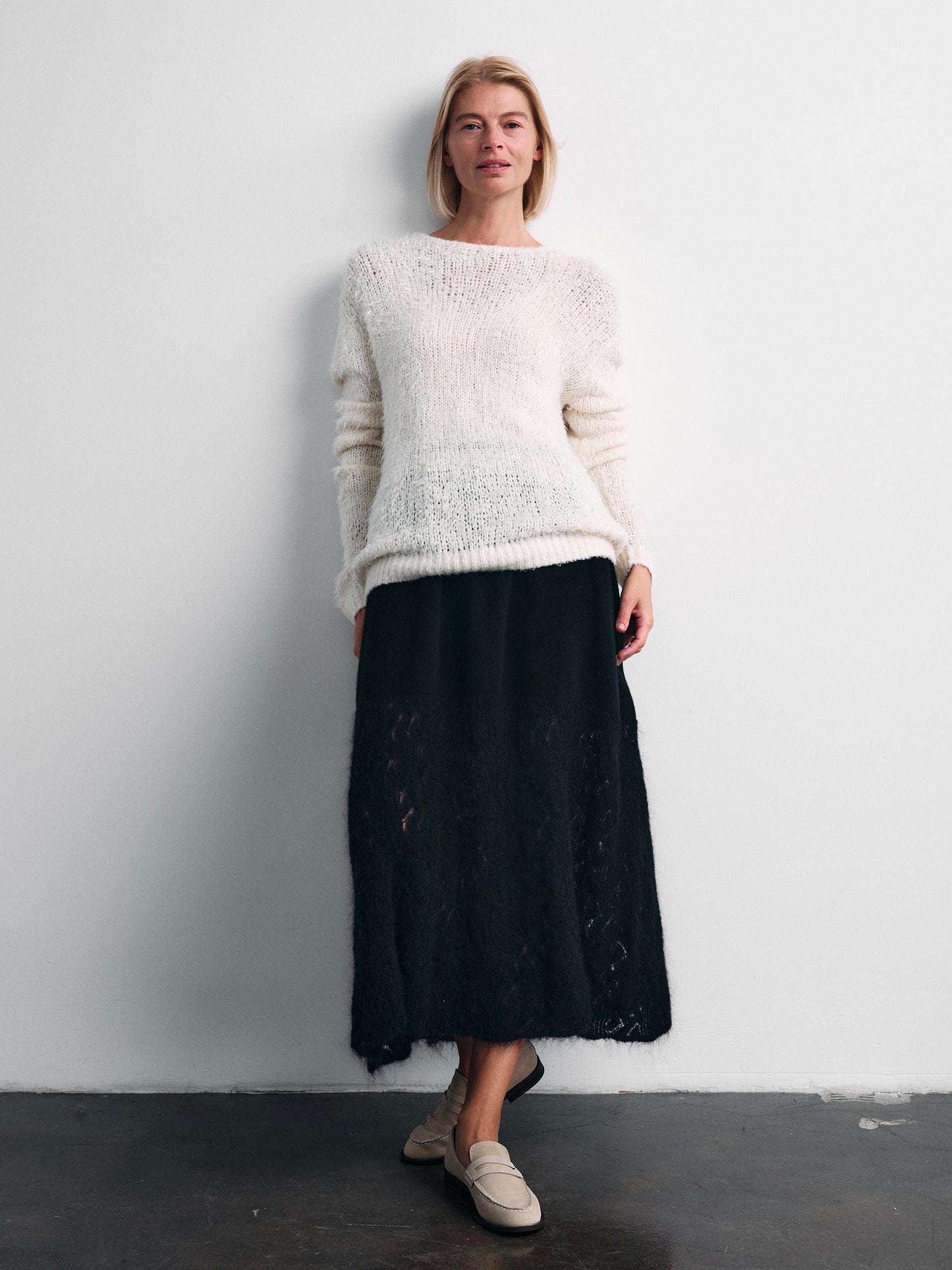 COSYCOZY Hollow Out Jacquard Knit Skirt