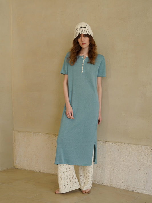 COSYCOZY Acetate Linen Color-block Dress