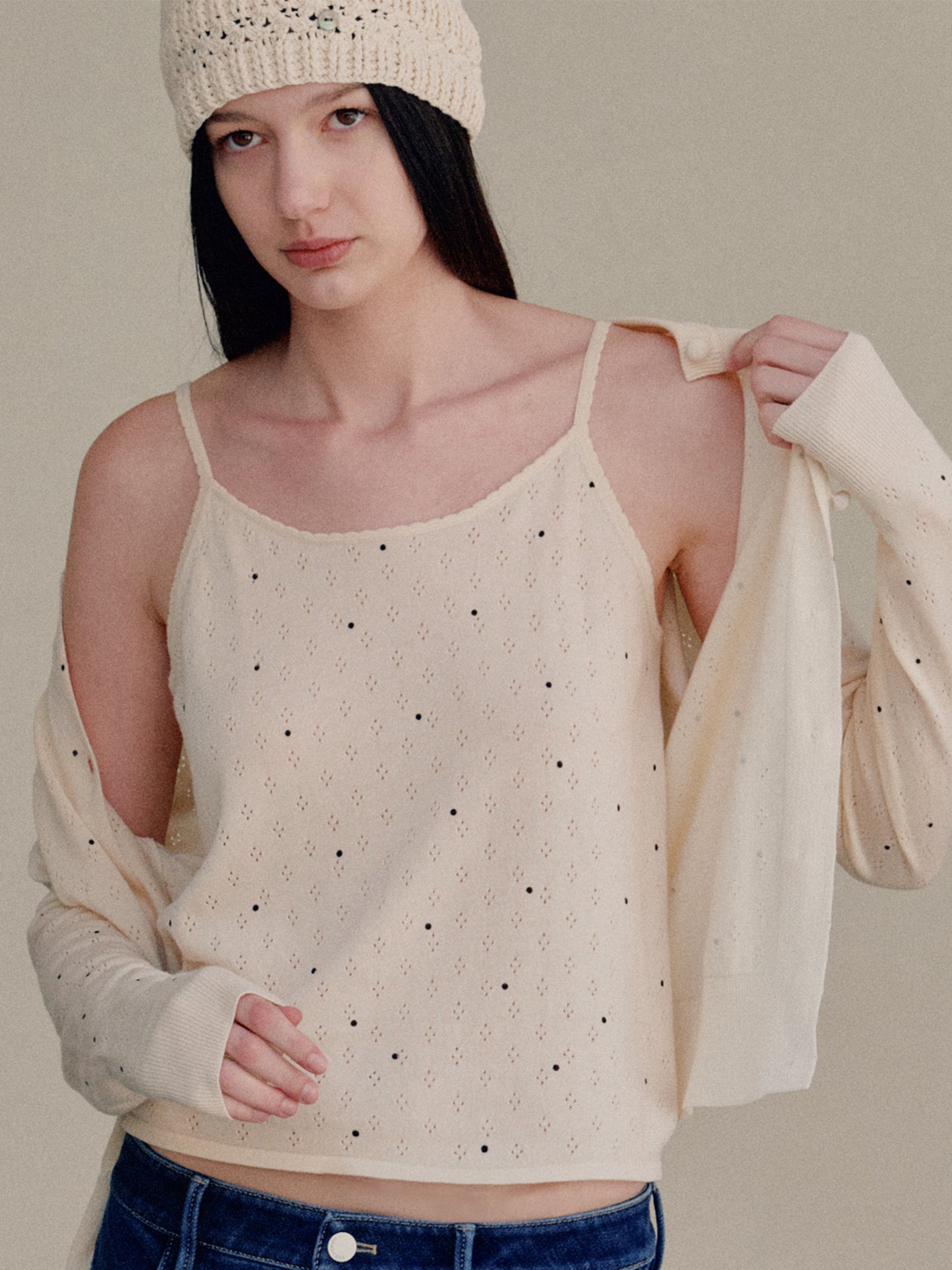 COSYCOZY Lyocell Blend Polka Dot Cami