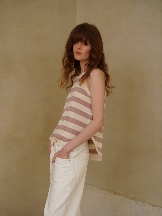 COSYCOZY Tencel Blend Striped Knitted Vest