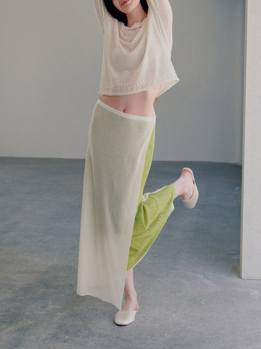 COSYCOZY Wool Paper Yarn Two-Piece Midi Skirt Set