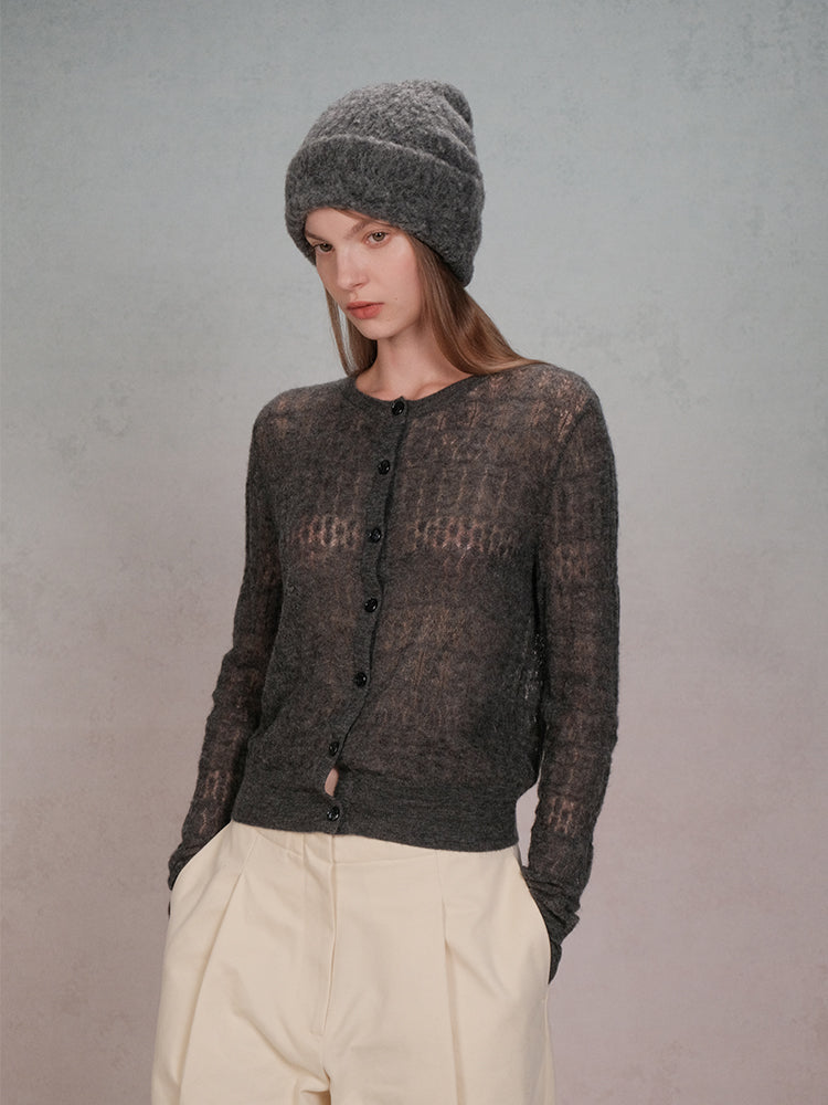 COSYCOZY Hollow Out Alpaca Wool Knit Cardigan