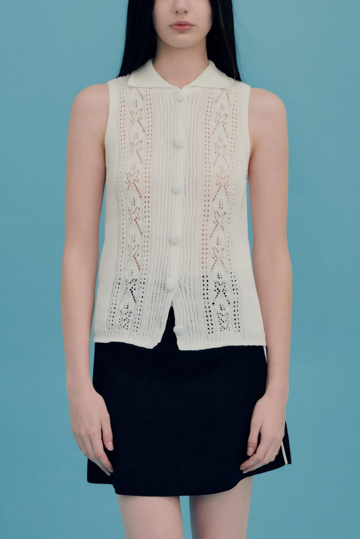 COSYCOZY Knitted Hollow-Out Classic Vest