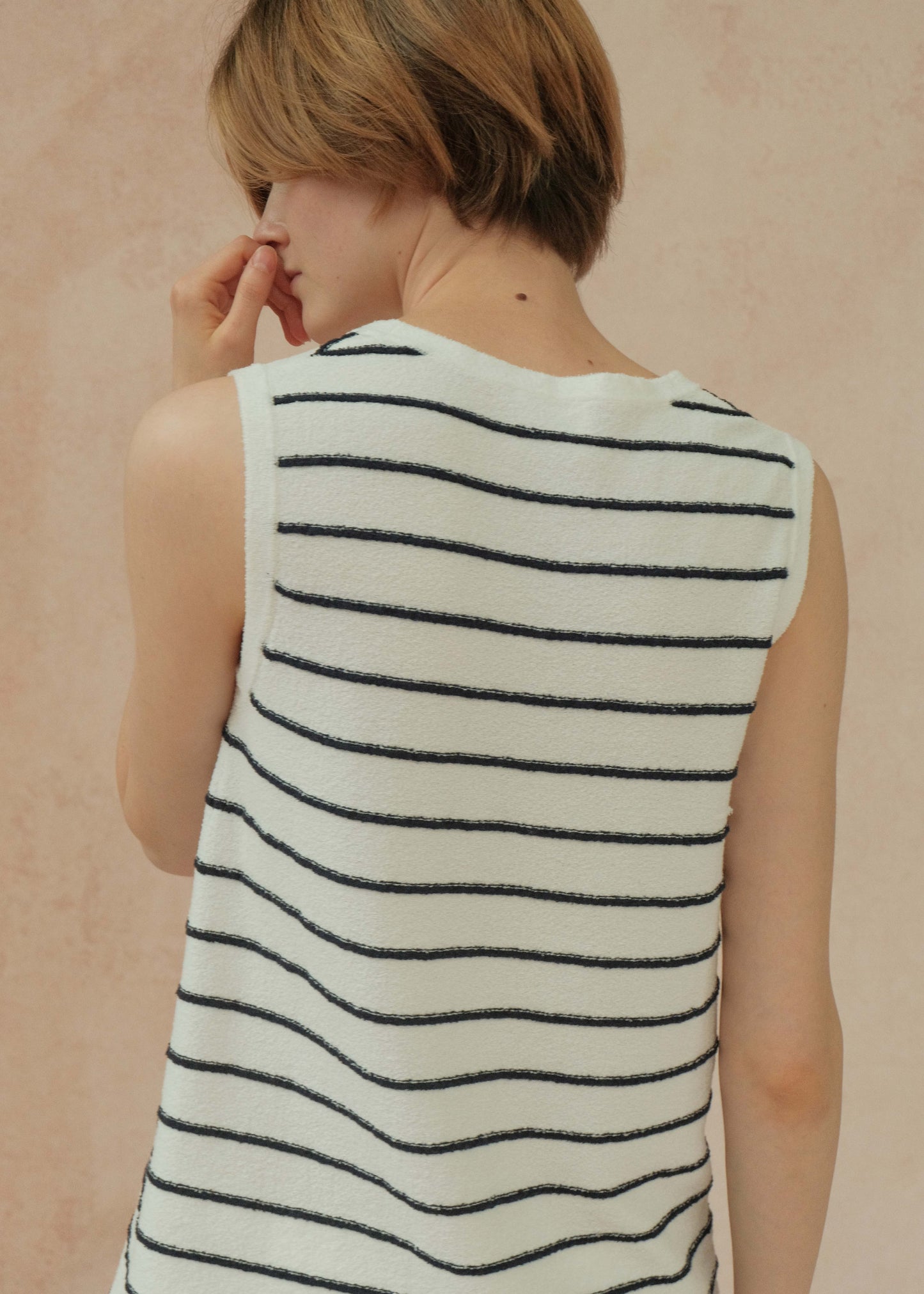 COSYCOZY Blue And White Striped Texture Vest