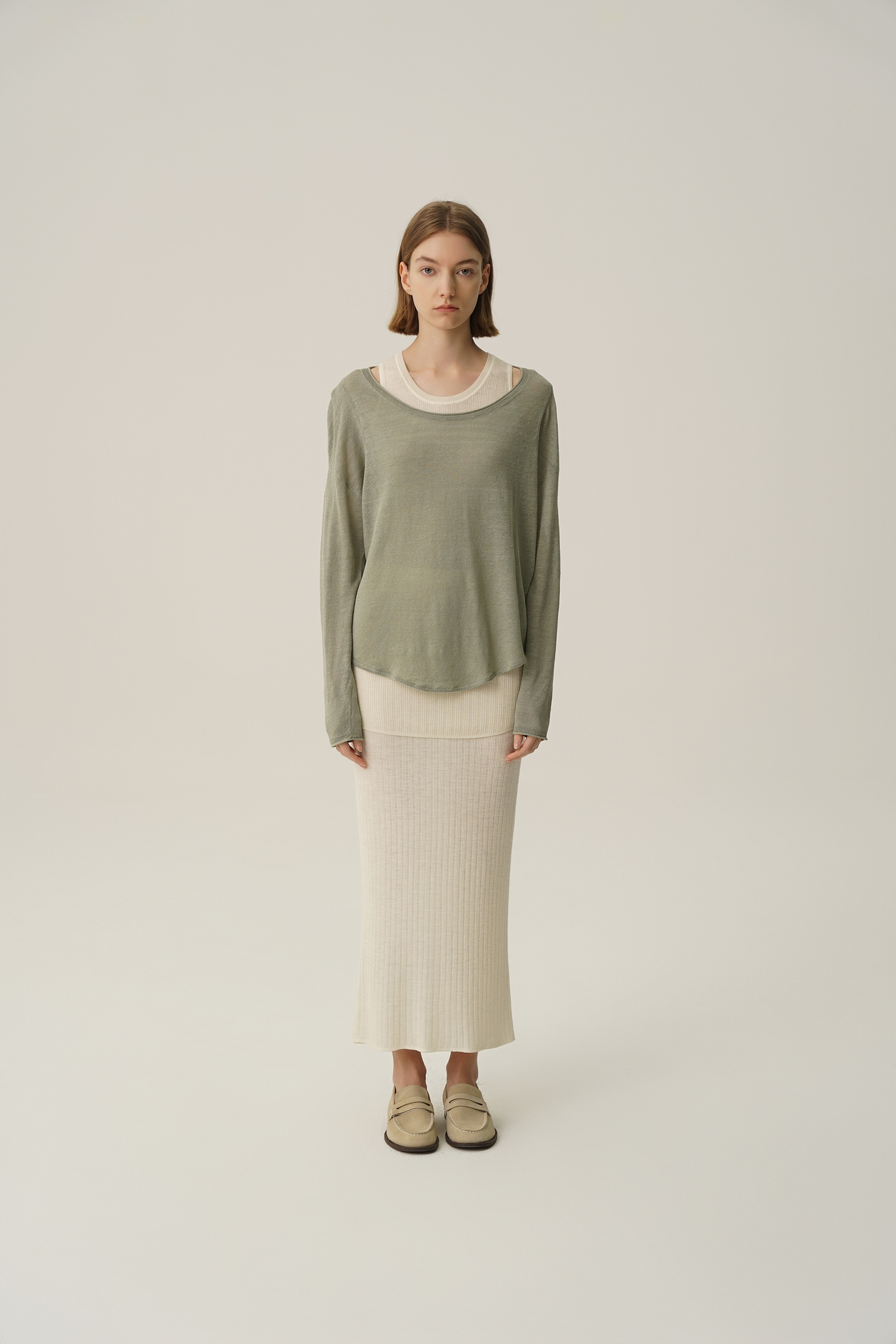 COSYCOZY Linen Long Sleeved Rolled Edge T-shirt