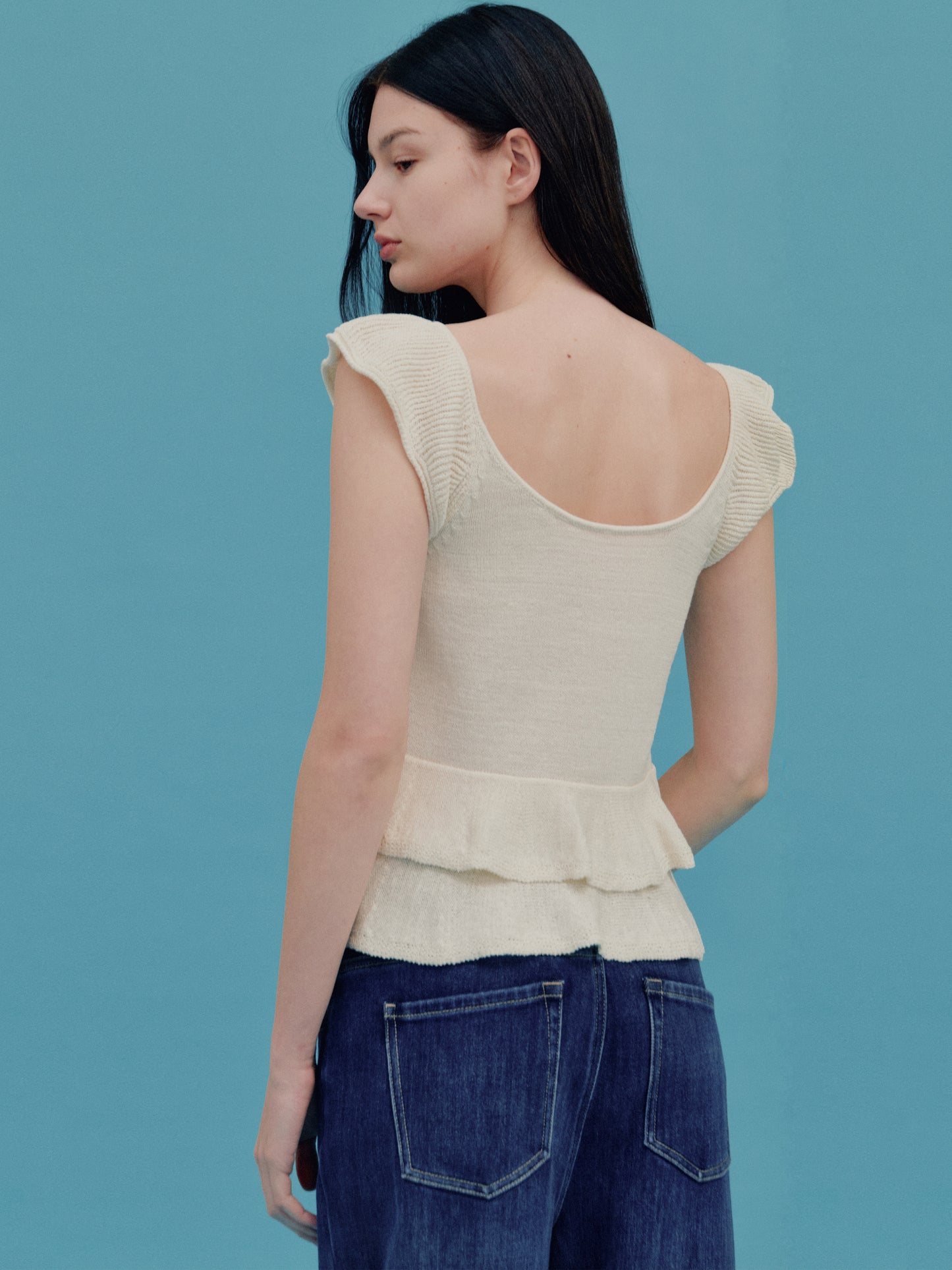 COSYCOZY Washi Gauze Ruffle Sleeve Top