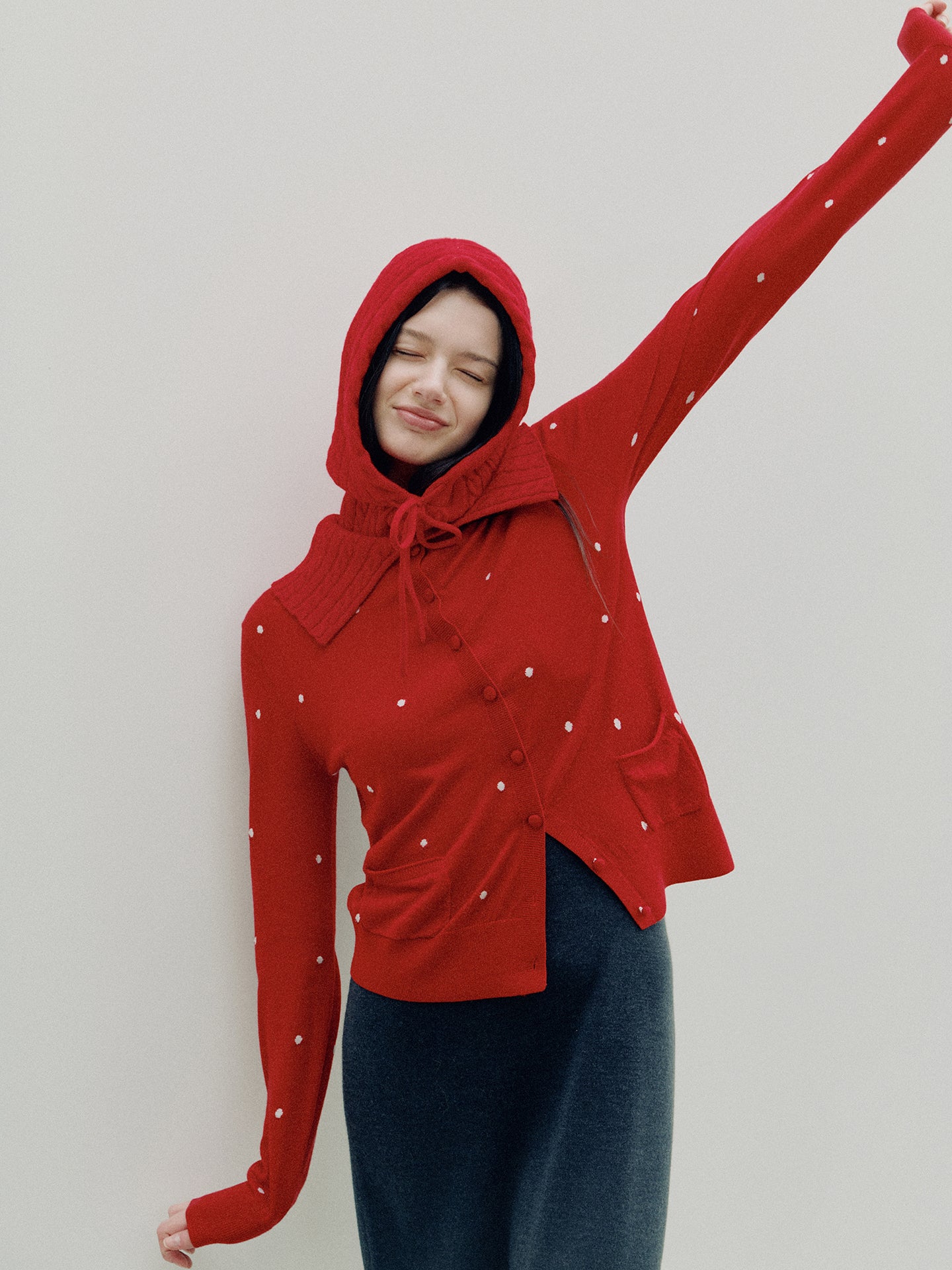 COSYCOZY Cable-knit Drawcord Snood Hood