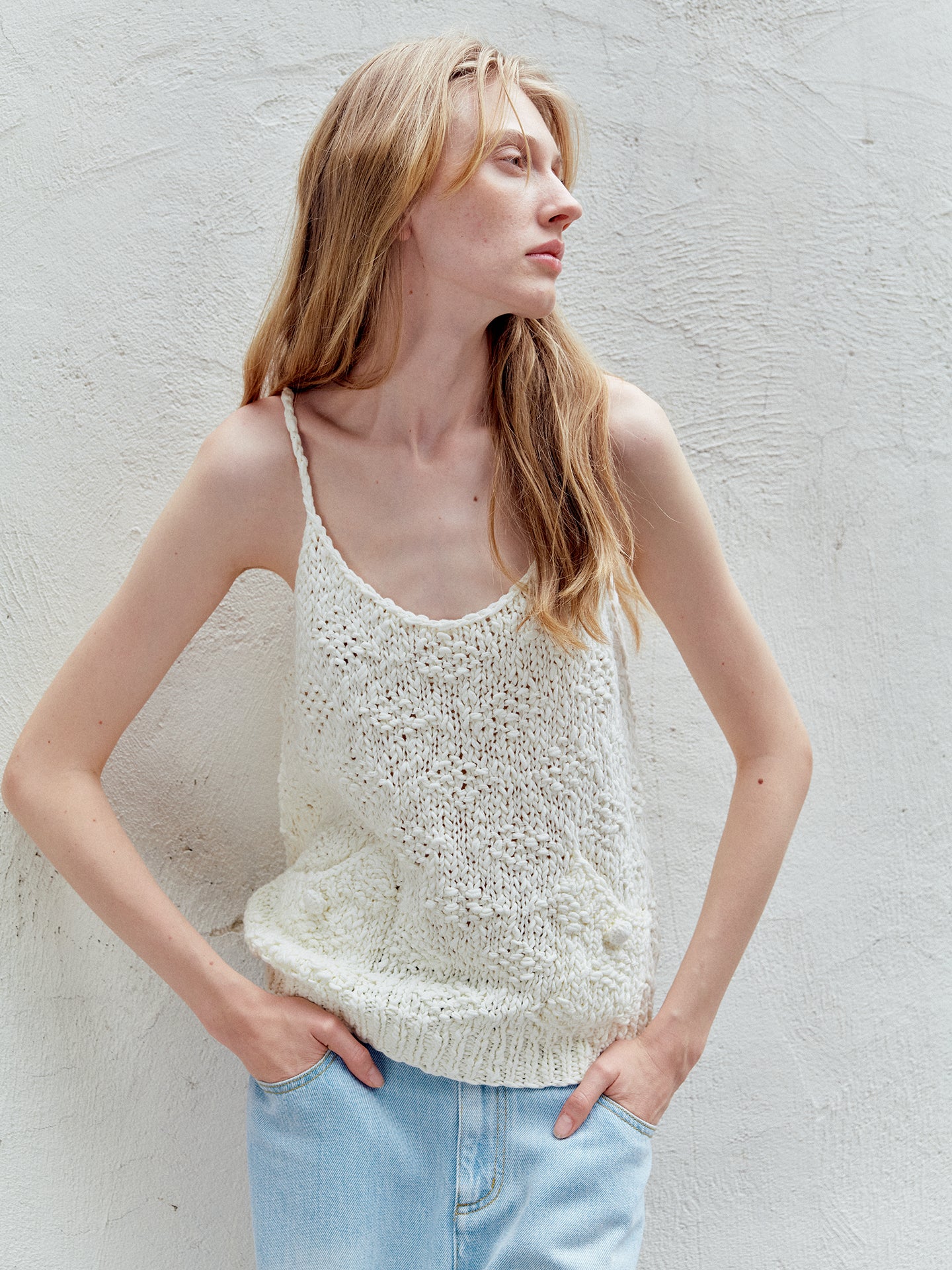 COSYCOZY Chunky Knit Strappy Top