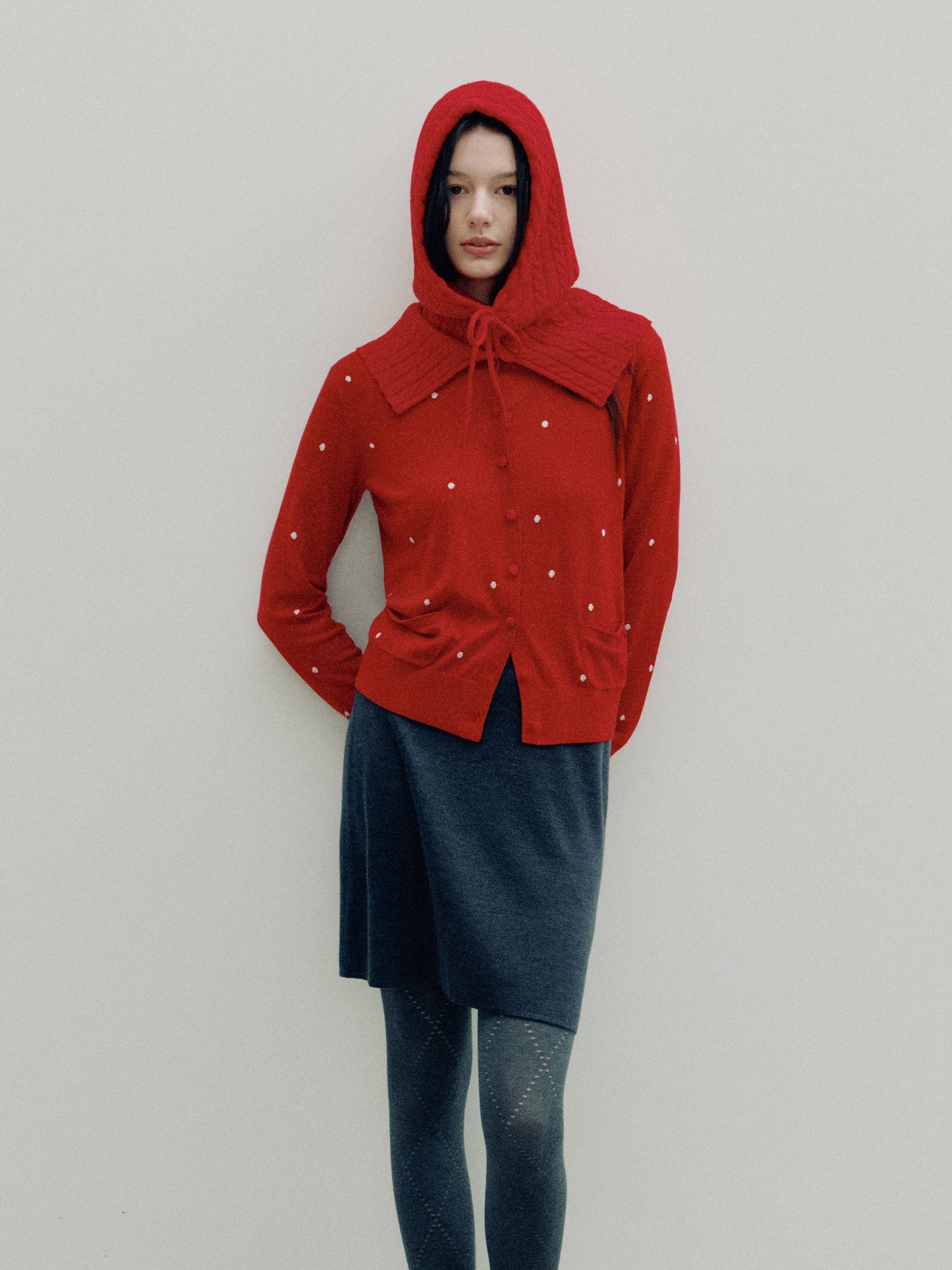 COSYCOZY Wool Polka-Dot Cardigan