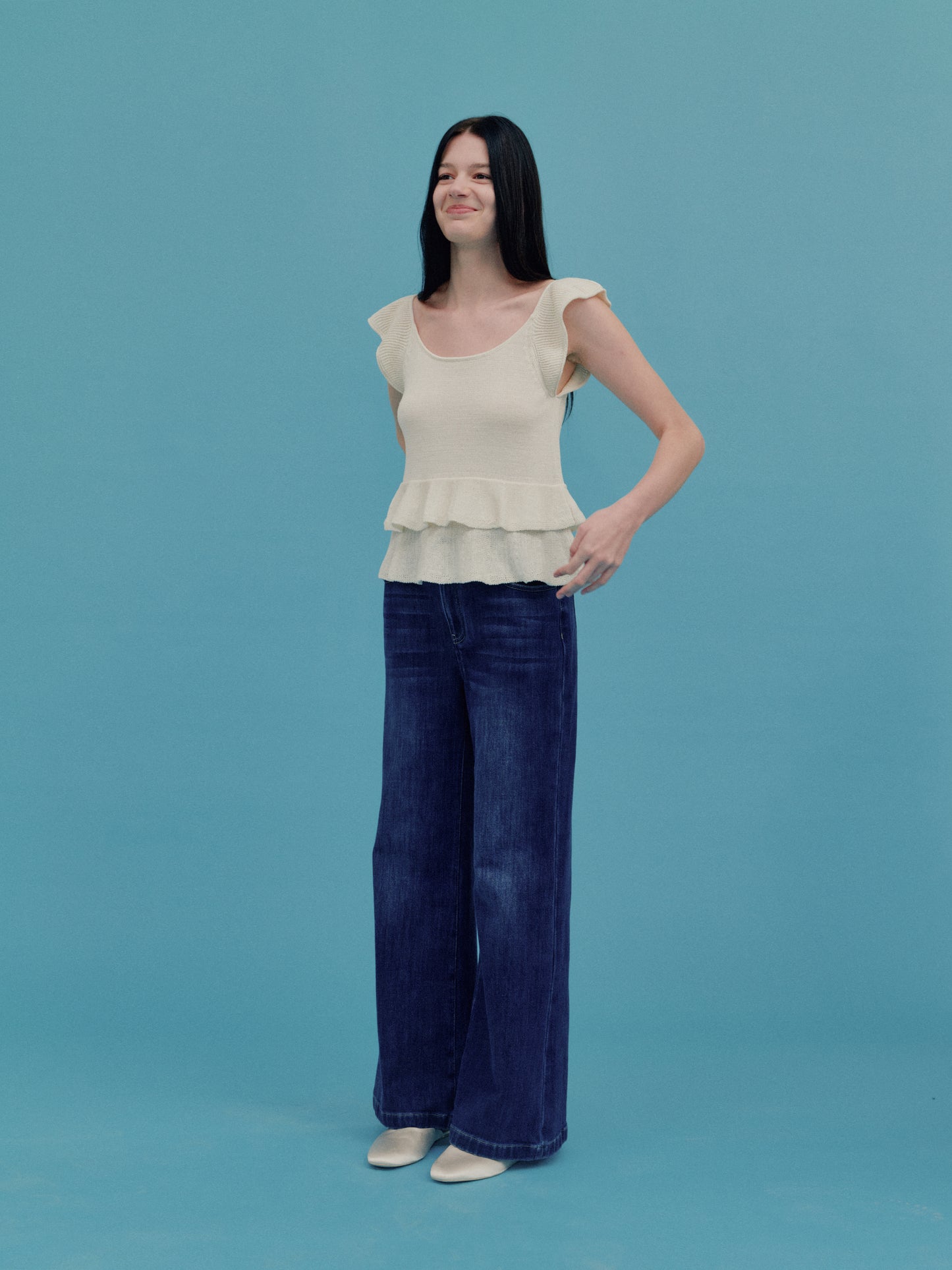 COSYCOZY Washi Gauze Ruffle Sleeve Top