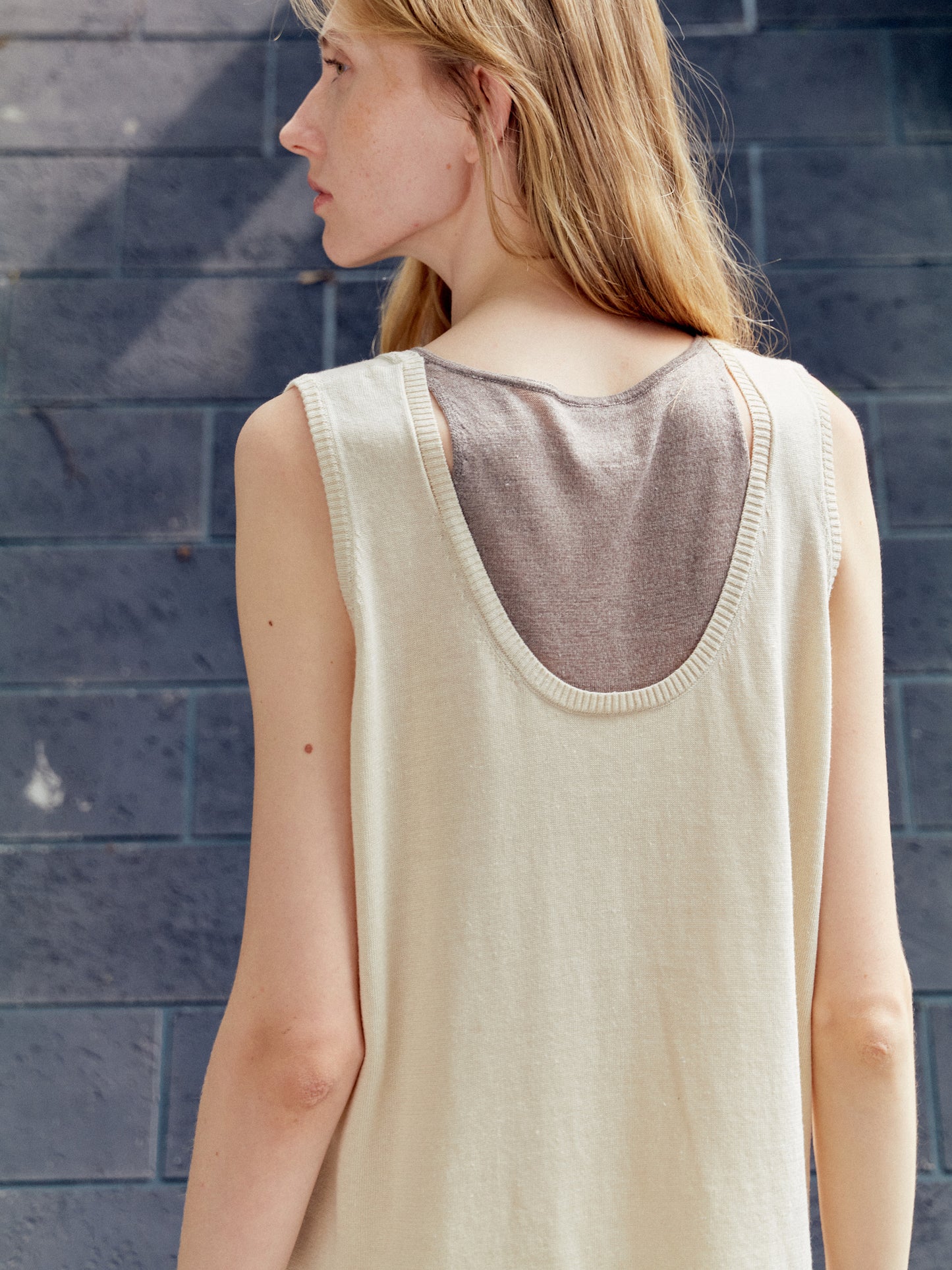 COSYCOZY Acetate-Linen Color-Block Vest
