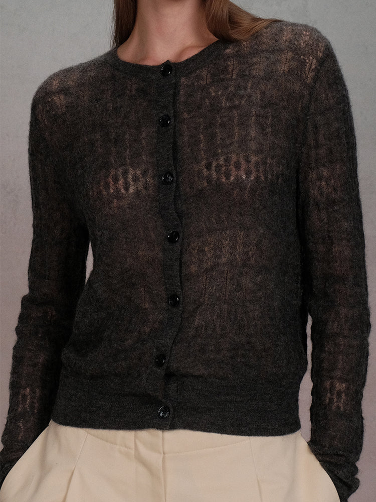 COSYCOZY Hollow Out Alpaca Wool Knit Cardigan