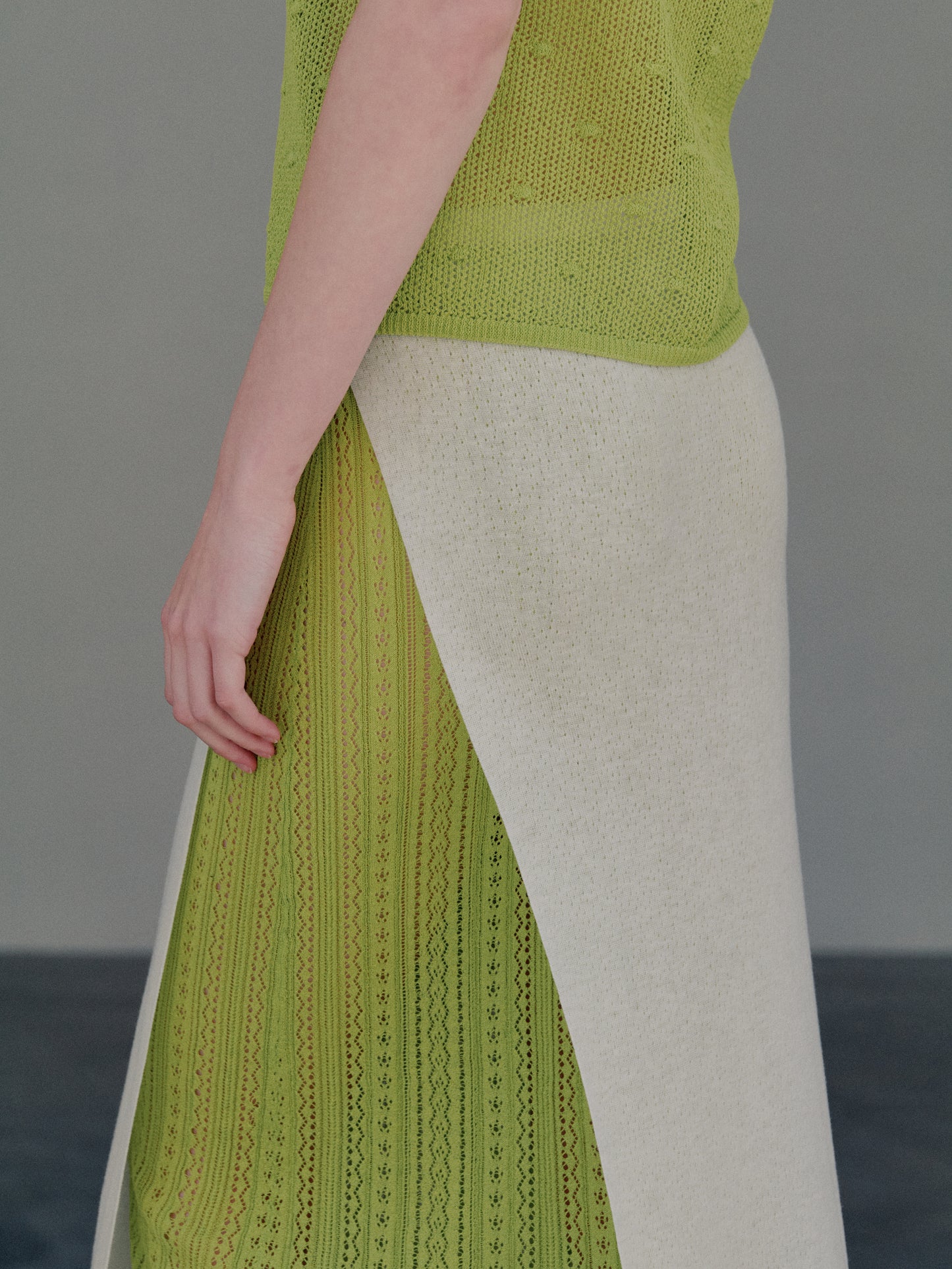 COSYCOZY Wool Paper Yarn Two-Piece Midi Skirt Set