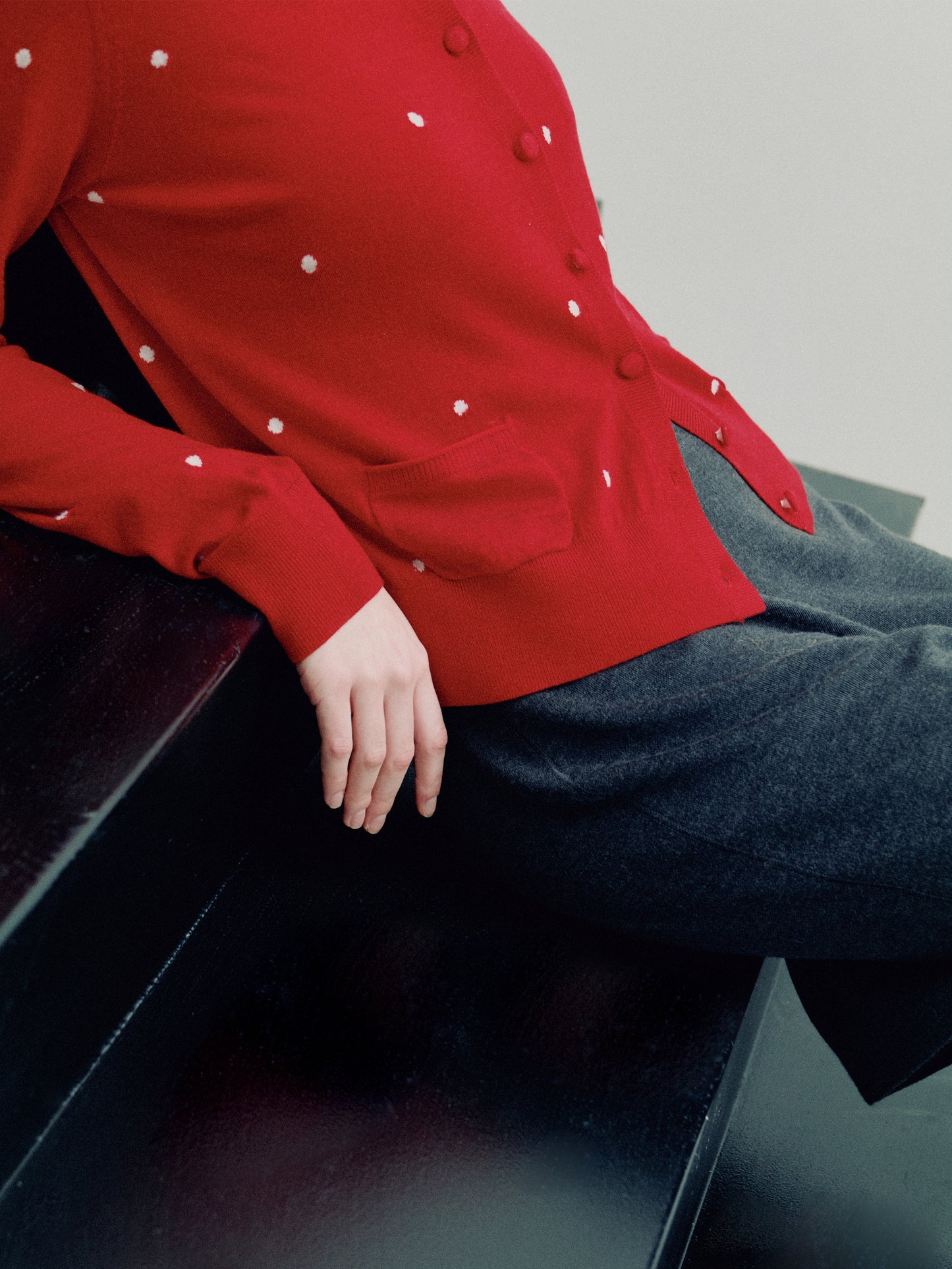 COSYCOZY Wool Polka-Dot Cardigan