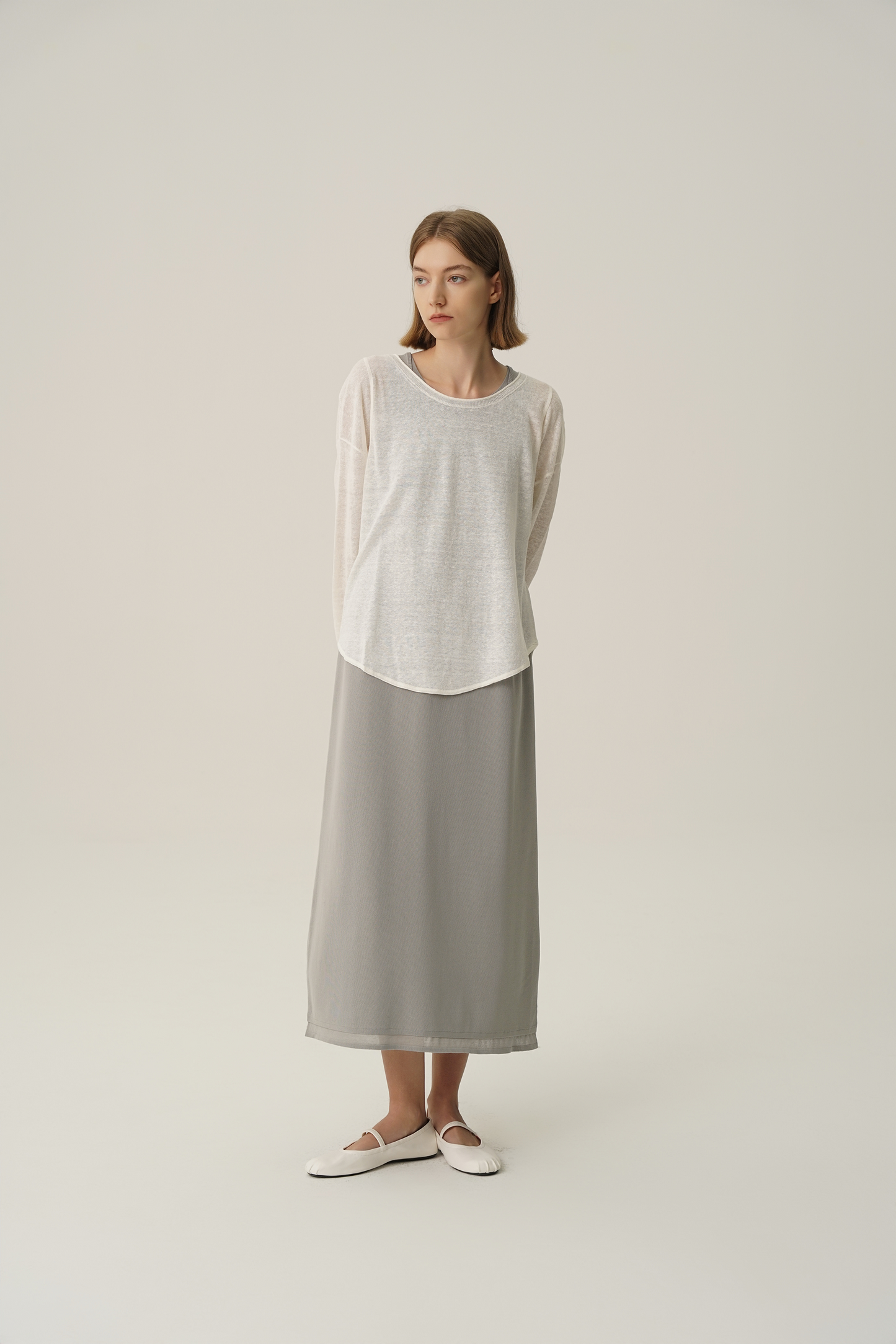 COSYCOZY Linen Long Sleeved Rolled Edge T-shirt