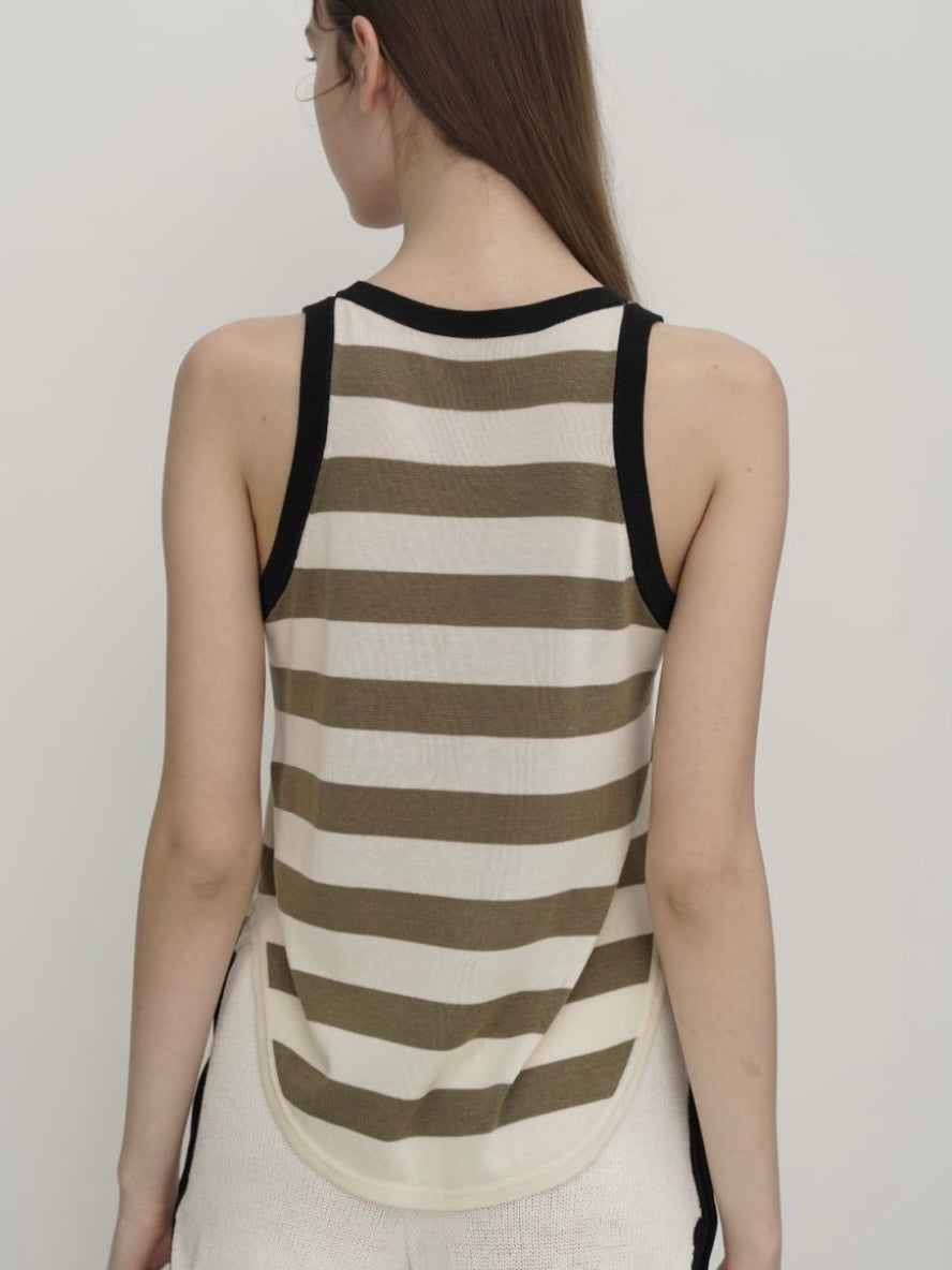 COSYCOZY Tencel Blend Striped Knitted Vest