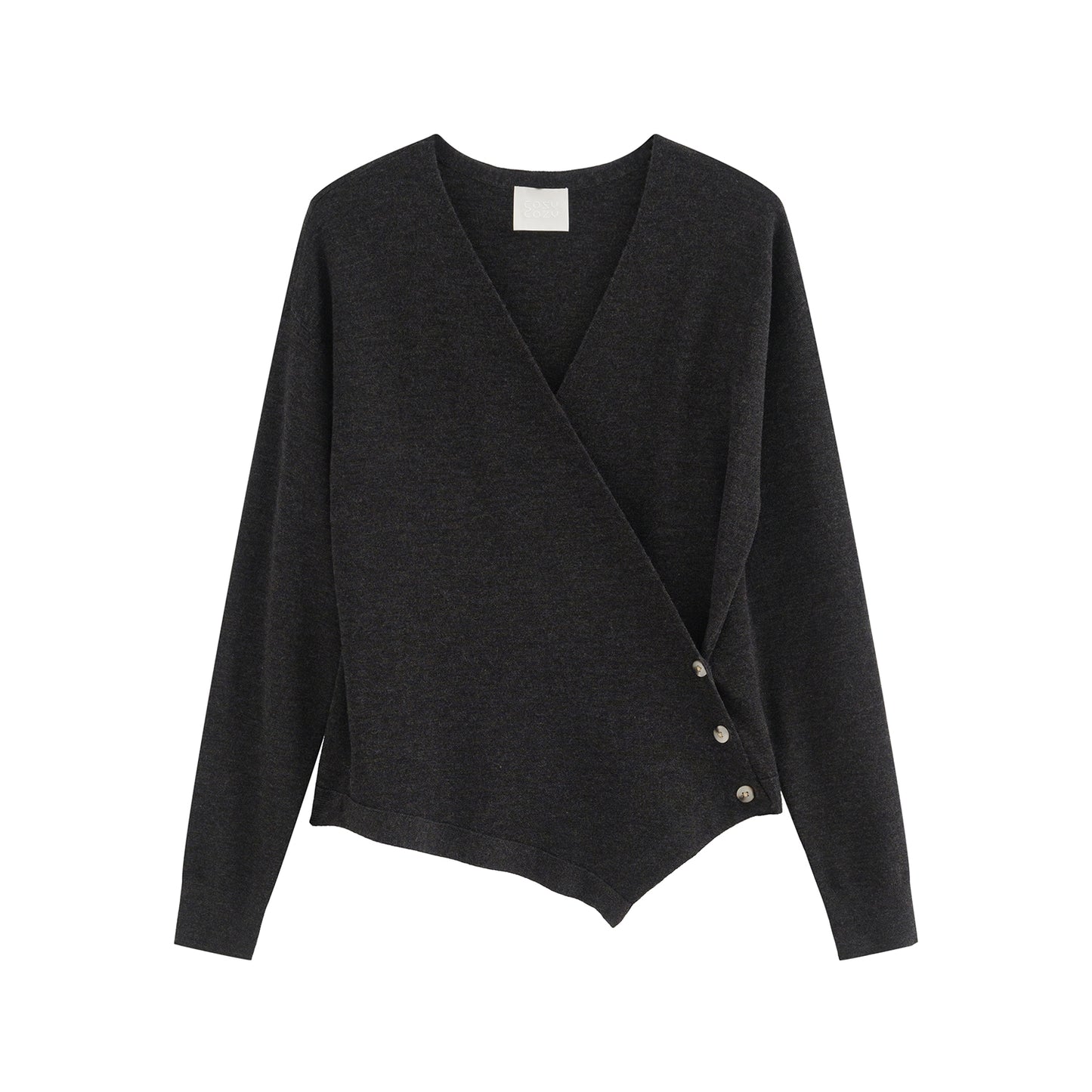 Wool Slant Collar Knitted Top